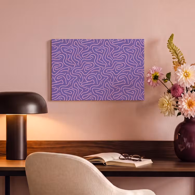 Canvas schilderij - Paars - Roze - Abstract - Lijnen - Doolhof - Patroon — 5