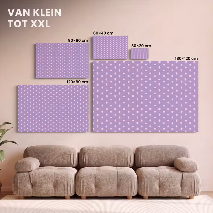 Canvas schilderij - Paars - Roze - Sterren - Geometrisch - Patroon — 7