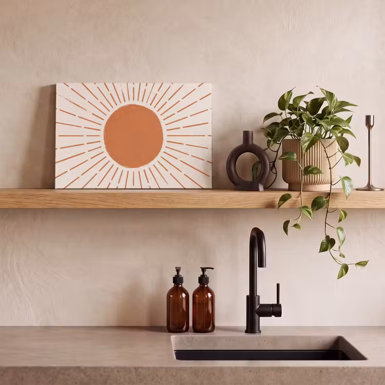 Canvas schilderij - Zon - Stralen - Abstract - Terracotta - Modern — 3