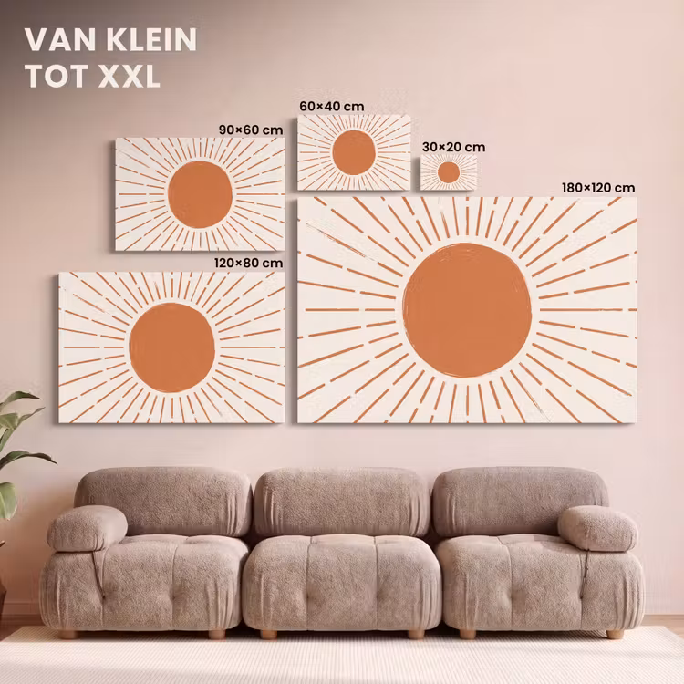 Canvas schilderij - Zon - Stralen - Abstract - Terracotta - Modern — 7