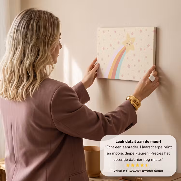 Canvas schilderij - Ster - Regenboog - Nacht - Illustratie - Pastel — 2