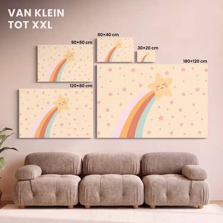 Canvas schilderij - Ster - Regenboog - Nacht - Illustratie - Pastel — 7