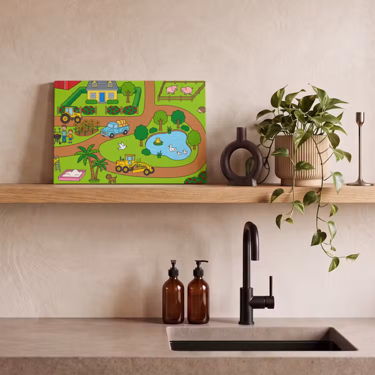 Canvas schilderij - Platteland - Dieren - Cartoon — 3