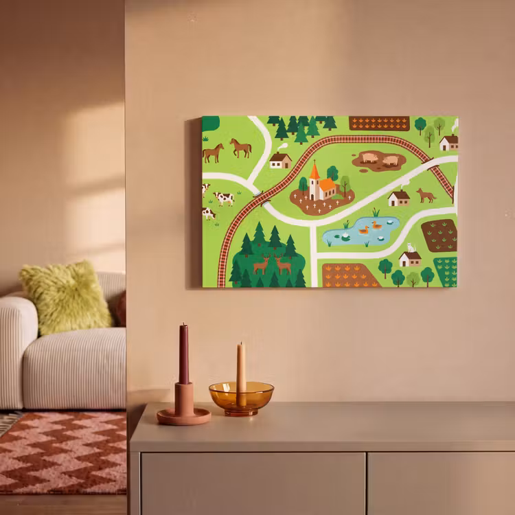 Canvas schilderij - Platteland - Dieren - Illustratie — 1