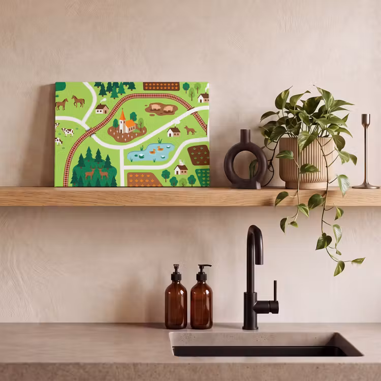 Canvas schilderij - Platteland - Dieren - Illustratie — 3