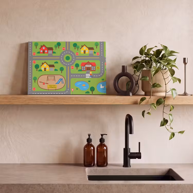Canvas schilderij - Stad - Wegen - Cartoon — 3
