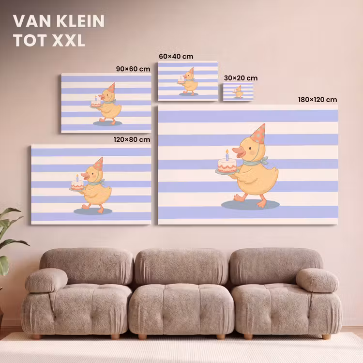 Canvas schilderij - Vogel - Feest - Taart - Kinder - Illustratie — 7