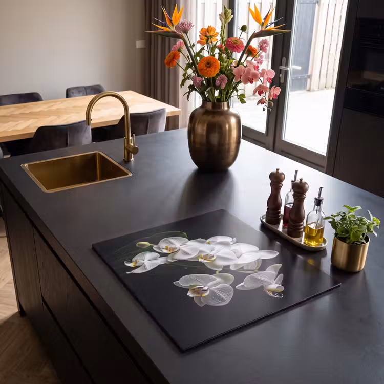 Inductie beschermer - Dauwdruppels op Witte Orchideeën — 5