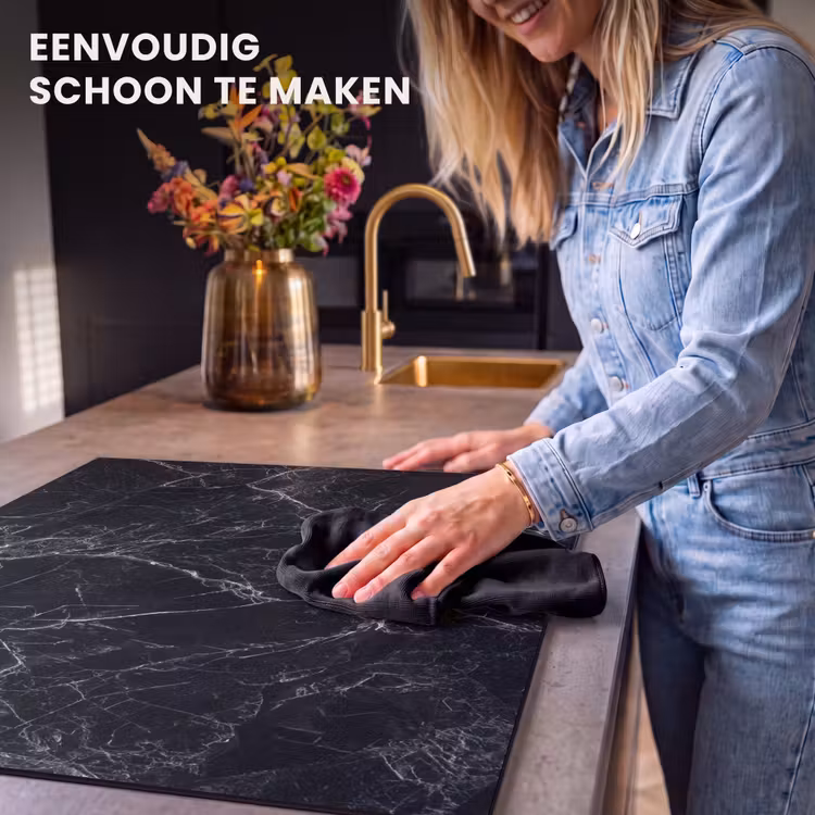 Inductie beschermer - Bliksemschicht door Zwart Marmer — 6