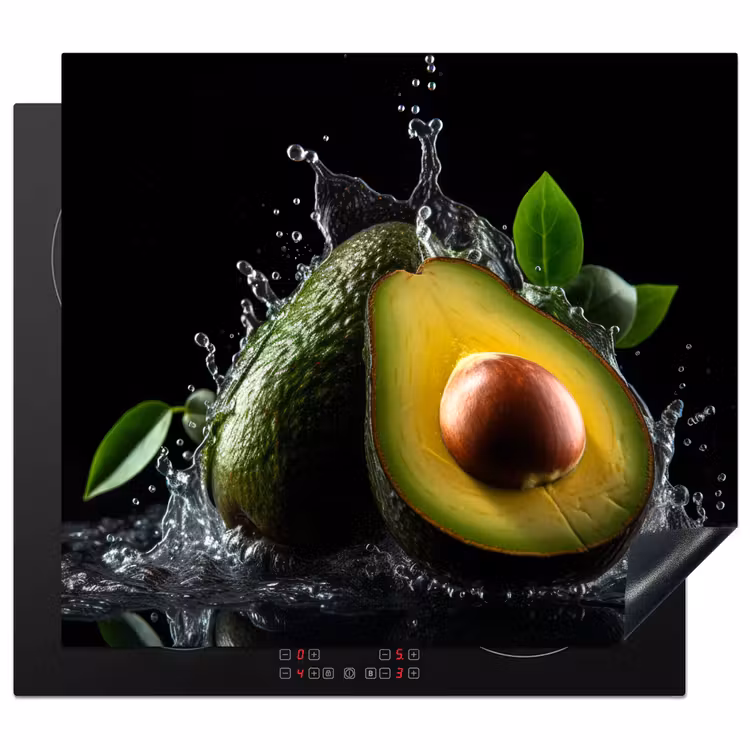 Inductie beschermer - Avocado - Groente - Bladeren - Water - Zwart - Groen