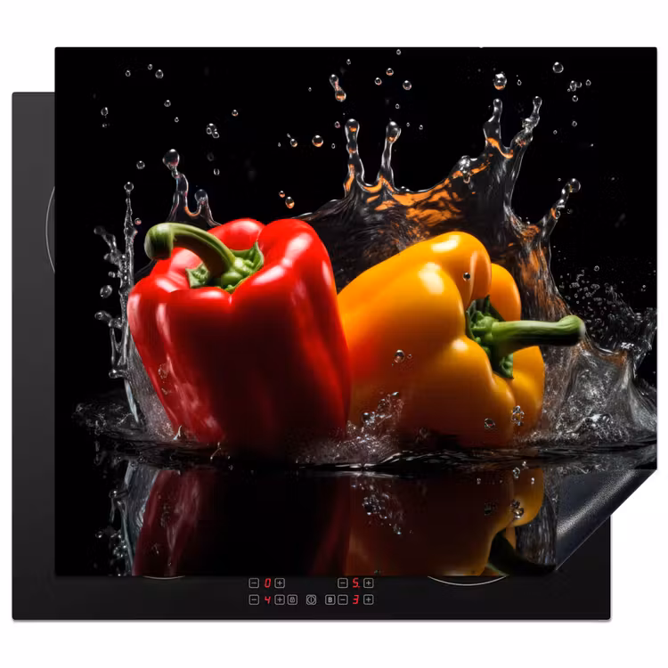 Inductie beschermer - Paprika - Water - Zwart - Groente - Rood - Geel
