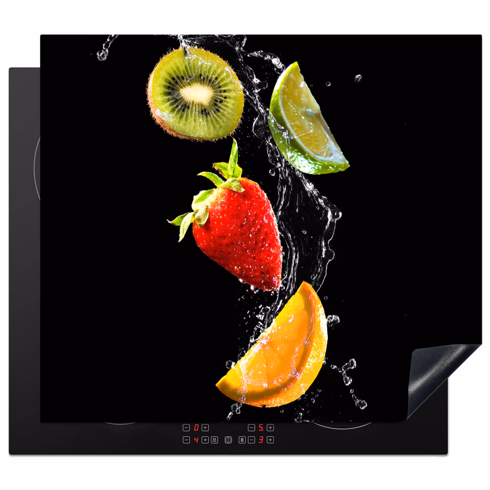 Inductie beschermer - Kiwi Aardbei Sinaasappel Waterspetters — 1