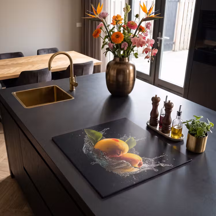 Inductie beschermer - Mango - Fruit - Water - Zwart - Bladeren — 5