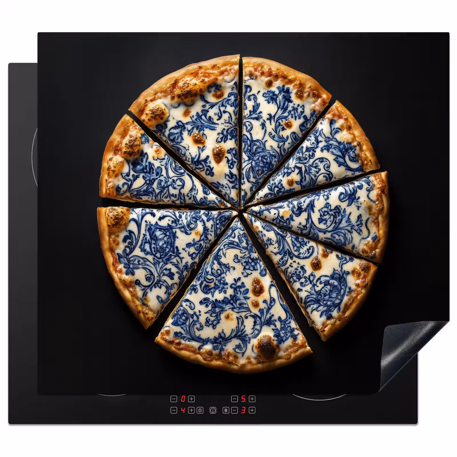 Inductie beschermer - Pizza - Eten - Delftsblauw — 1