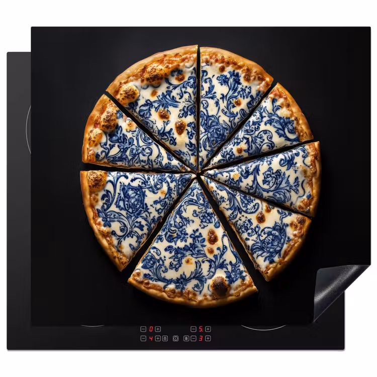 Inductie beschermer - Pizza - Eten - Delftsblauw