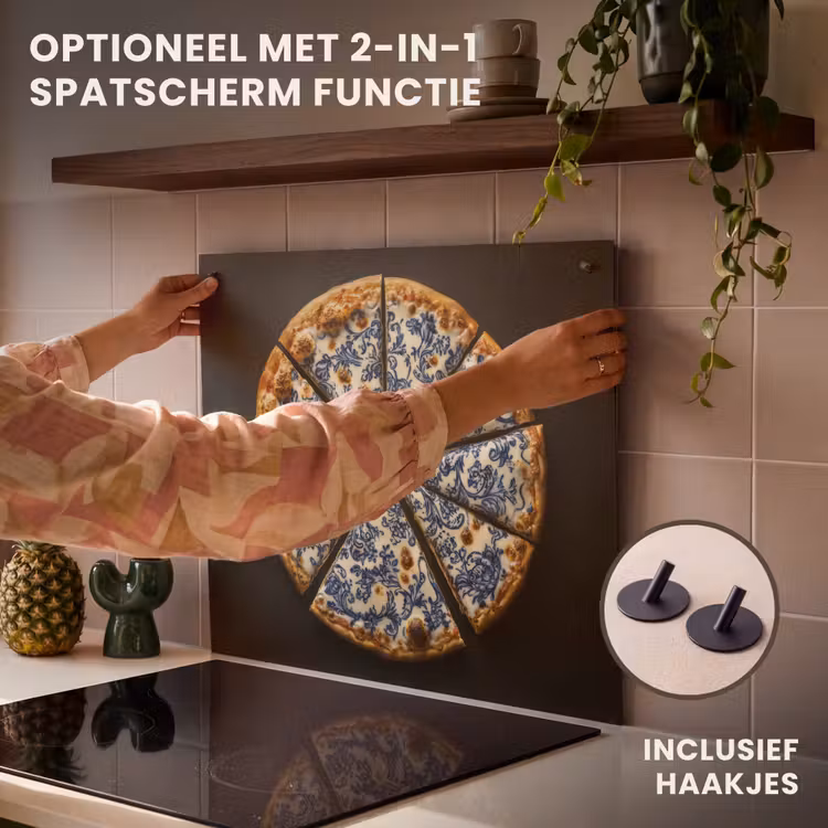 Inductie beschermer - Pizza - Eten - Delftsblauw — 10