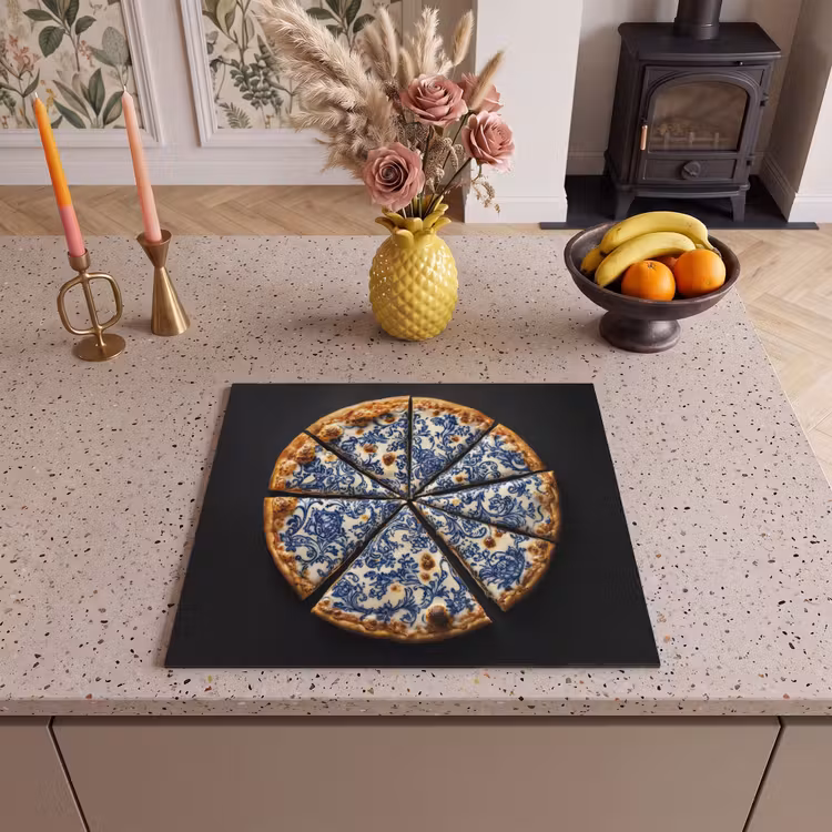 Inductie beschermer - Pizza - Eten - Delftsblauw — 2