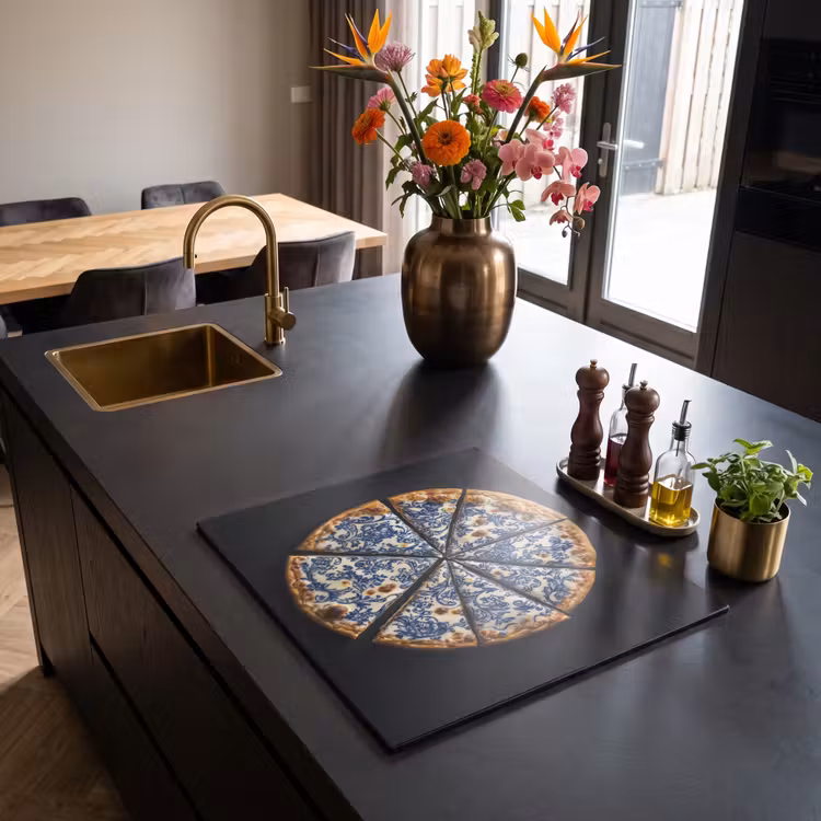 Inductie beschermer - Pizza - Eten - Delftsblauw — 5