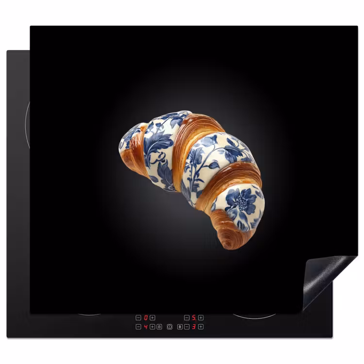 Inductie beschermer - Croissant - Bloemenpatroon - Delftsblauw