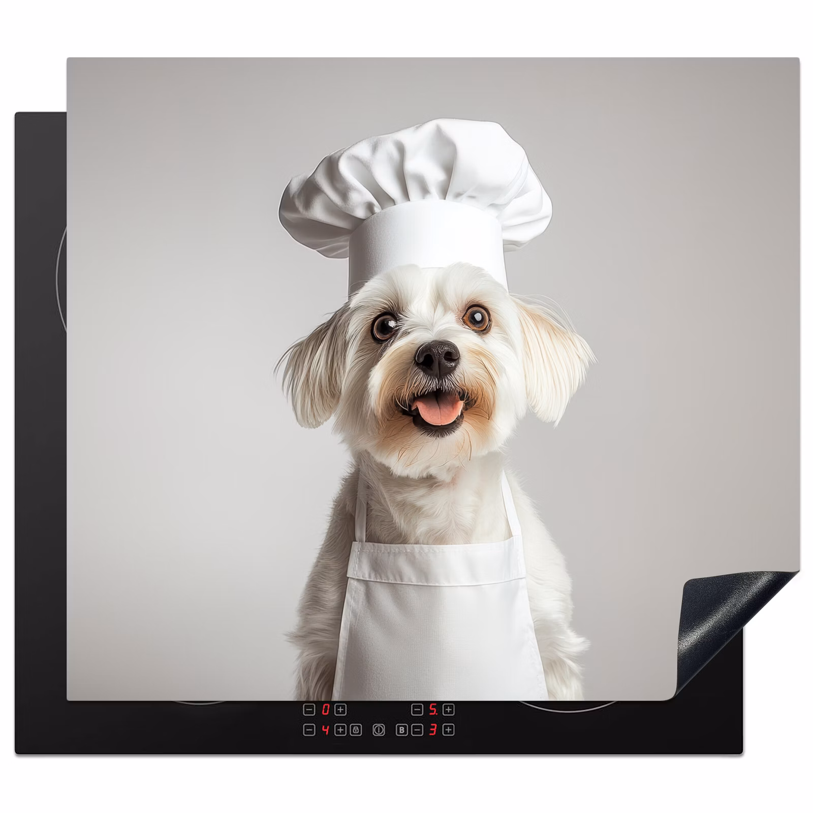 Inductie beschermer - Witte Hond met Koksmuts — 1