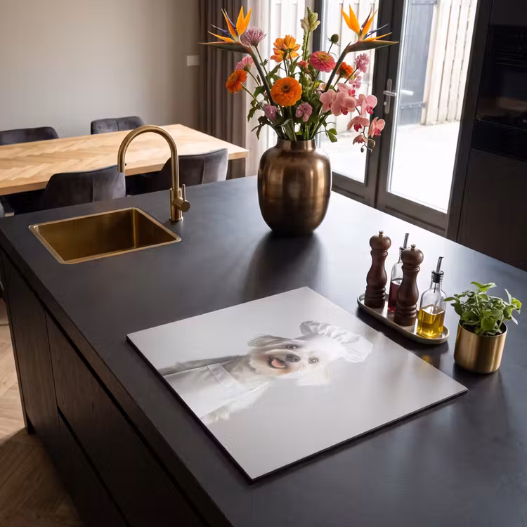 Inductie beschermer - Witte Hond met Koksmuts — 5