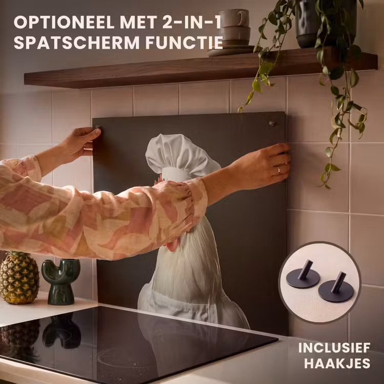 Inductie beschermer - Witte Kip met Koksmuts — 10