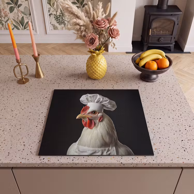 Inductie beschermer - Witte Kip met Koksmuts — 2