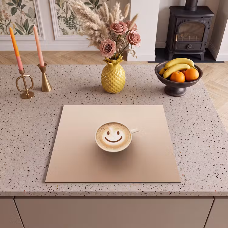 Inductie beschermer - Koffie - Melkschuim - Lach - Beige — 2