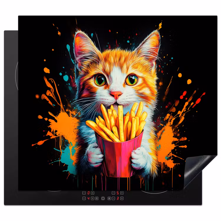Inductie beschermer - Kat met Frietjes