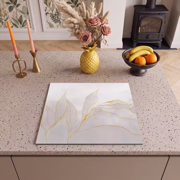 Inductie beschermer - Marmerlook - Grijs - Goud - Chic - Marmer — 2