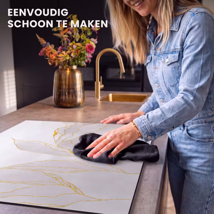 Inductie beschermer - Marmerlook - Grijs - Goud - Chic - Marmer — 6