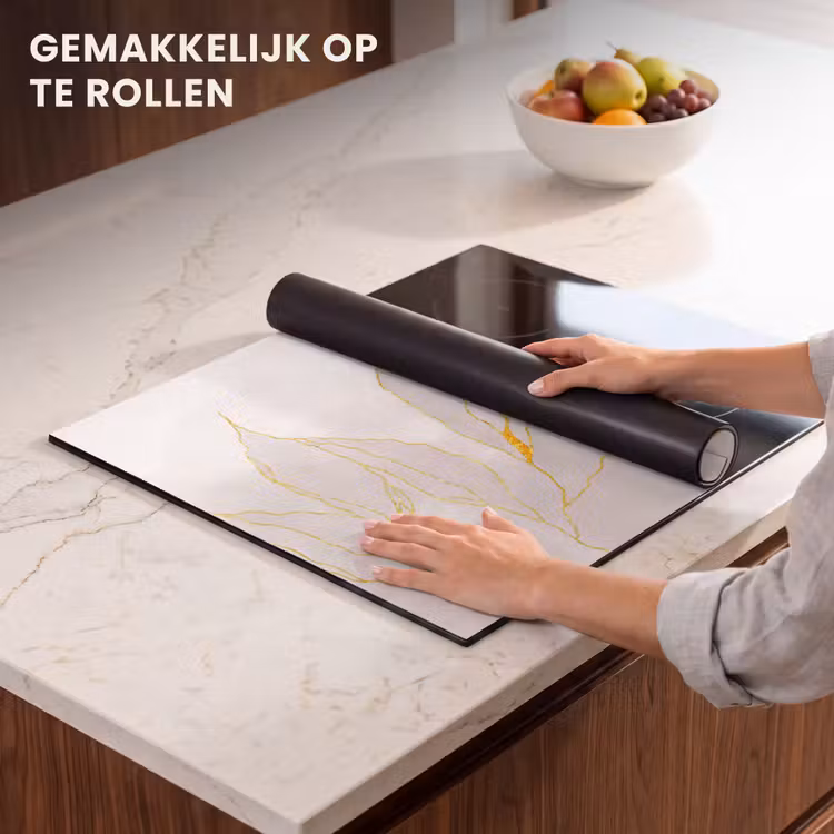 Inductie beschermer - Marmerlook - Grijs - Goud - Chic - Marmer — 7