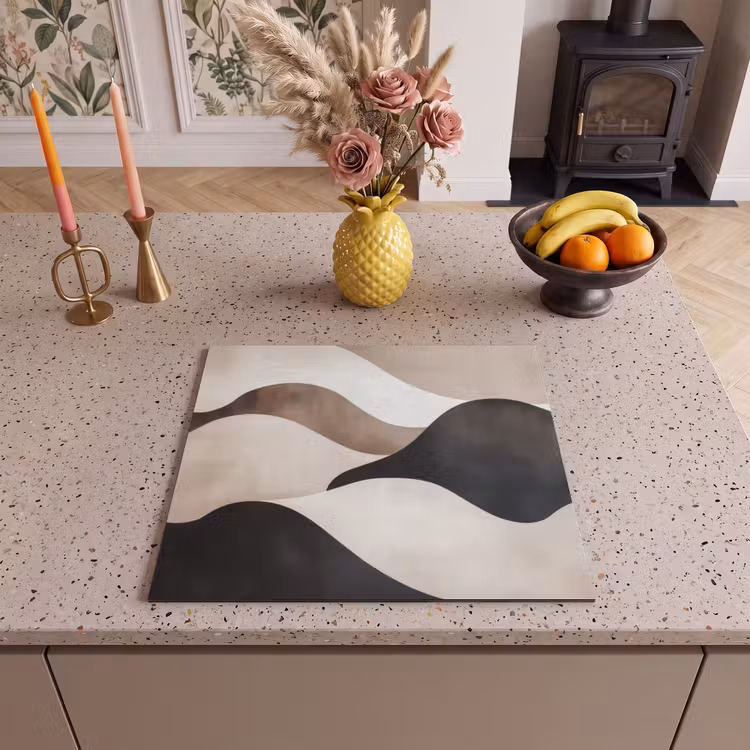 Inductie beschermer - Golven - Abstract - Beige — 2