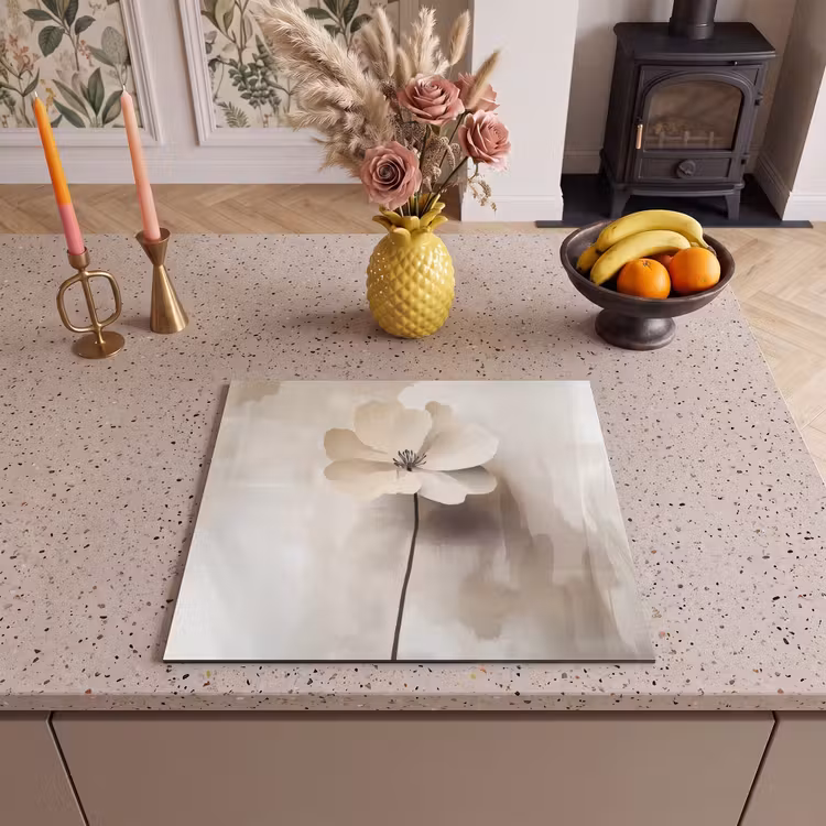Inductie beschermer - Bloem - Beige - Verf - Schaduw — 2