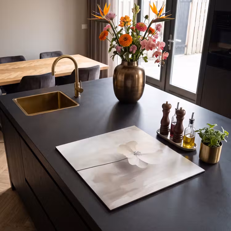 Inductie beschermer - Bloem - Beige - Verf - Schaduw — 5