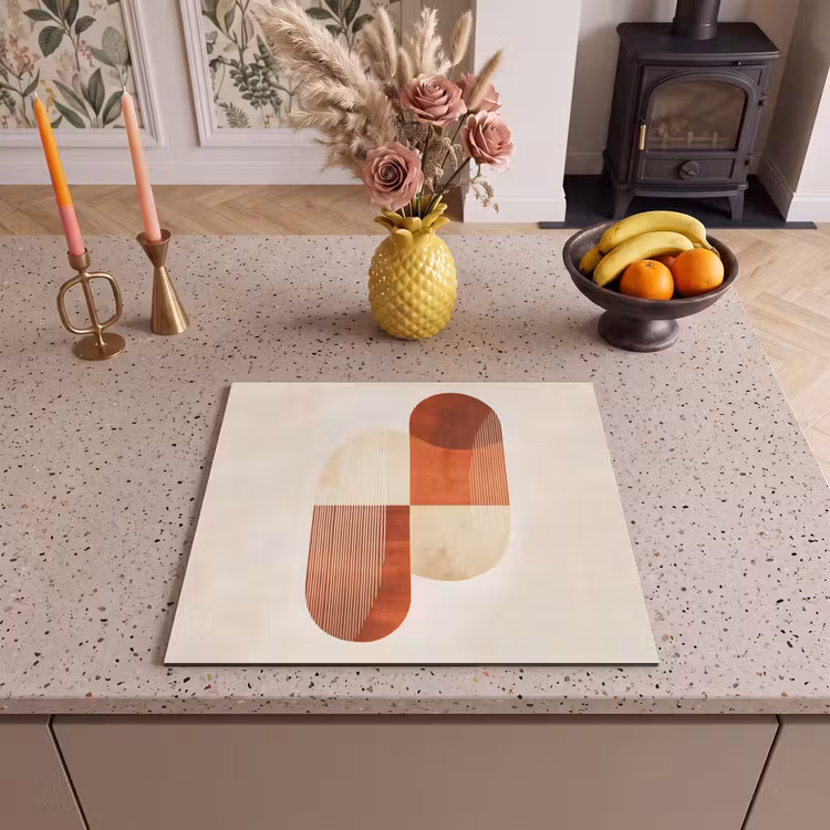 Inductie beschermer - Abstracte Vormen Terracotta — 2