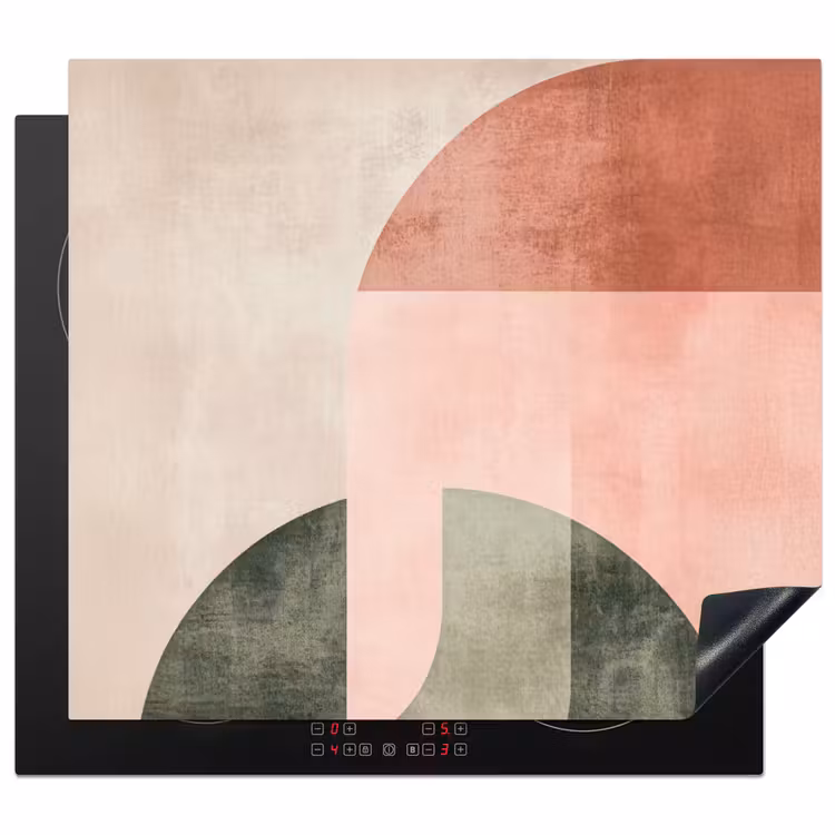 Inductie beschermer - Abstracte Geometrische Vormen Roze Saliegroen
