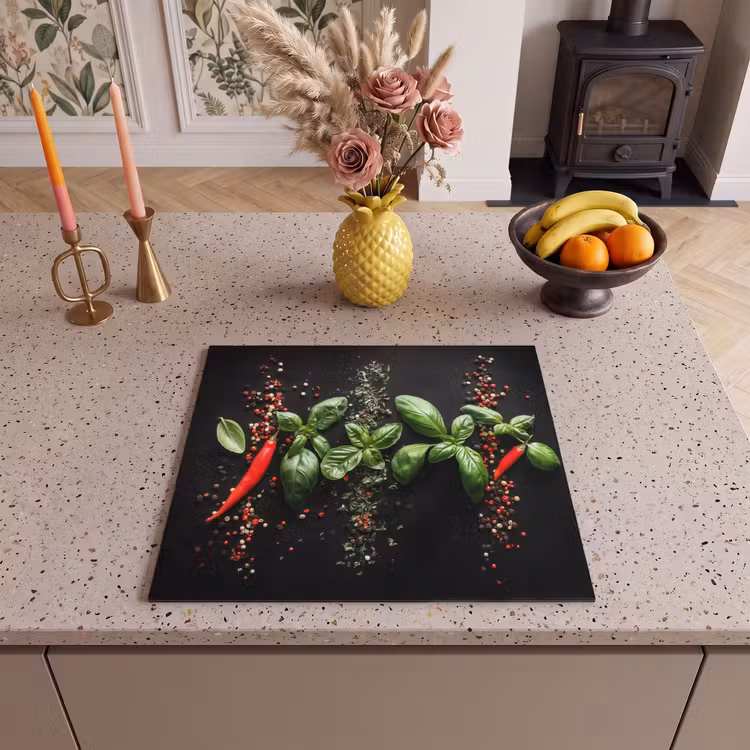 Inductie beschermer - Chilipepers - Basilicum - Blaadjes - Rood — 2