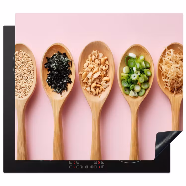 Inductie beschermer - Ingrediënten - Lepels - Hout - Roze