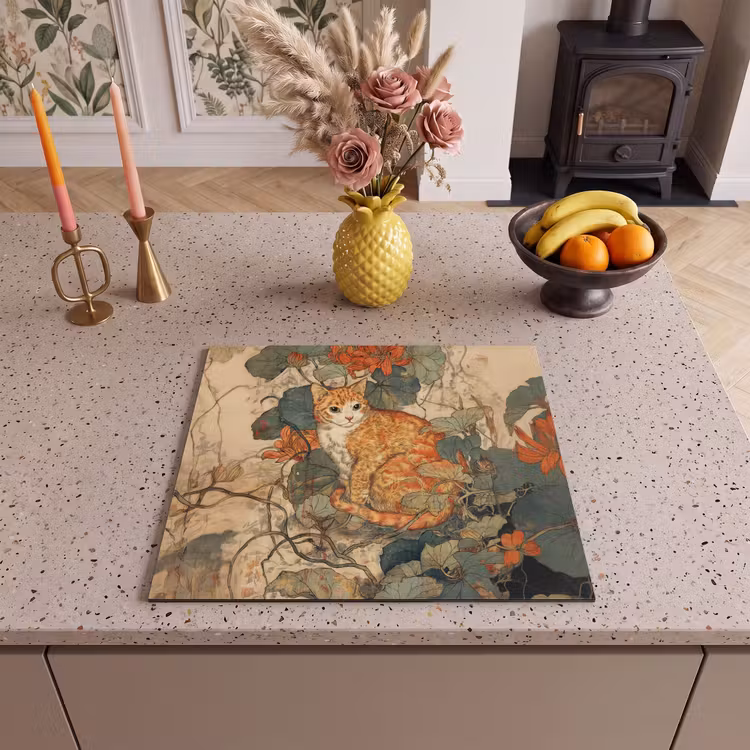 Inductie beschermer - Kat - Sierlijk - Bloemen — 2
