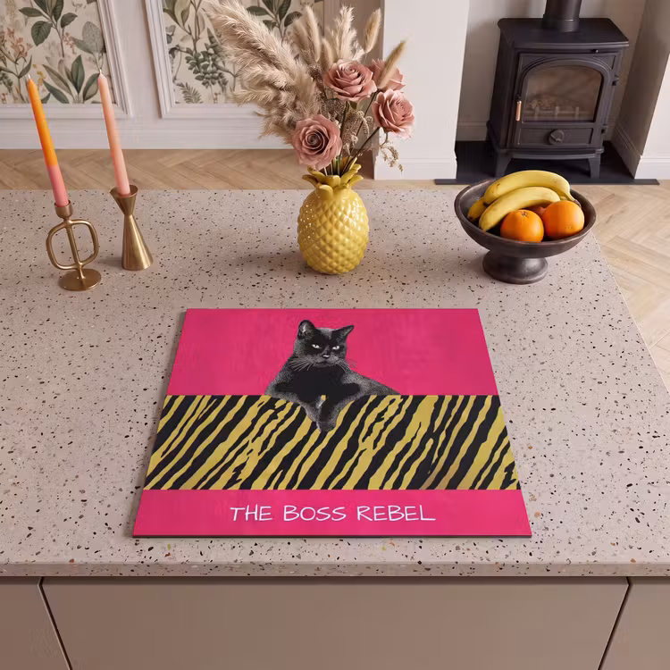 Inductie beschermer - Kat - Baas - Roze - Tijgerprint — 2