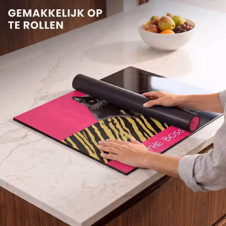 Inductie beschermer - Kat - Baas - Roze - Tijgerprint — 7