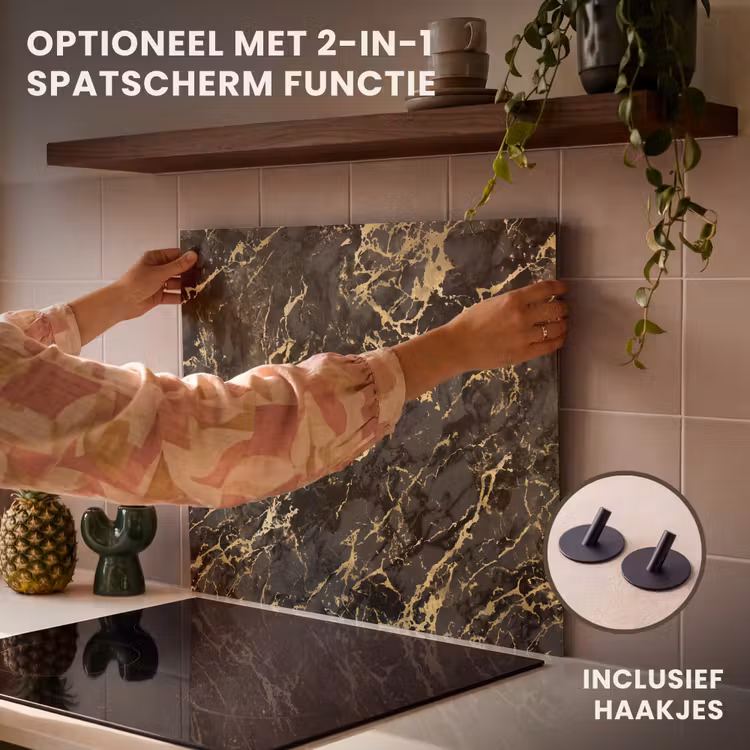 Inductie beschermer - Marmer - Zwart - Goudstructuur — 10