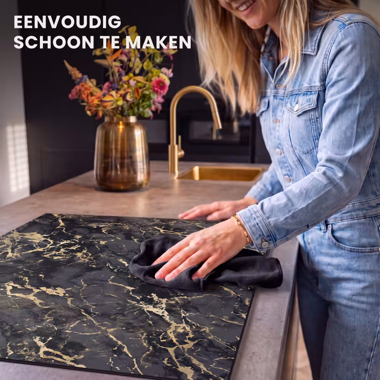 Inductie beschermer - Marmer - Zwart - Goudstructuur — 6