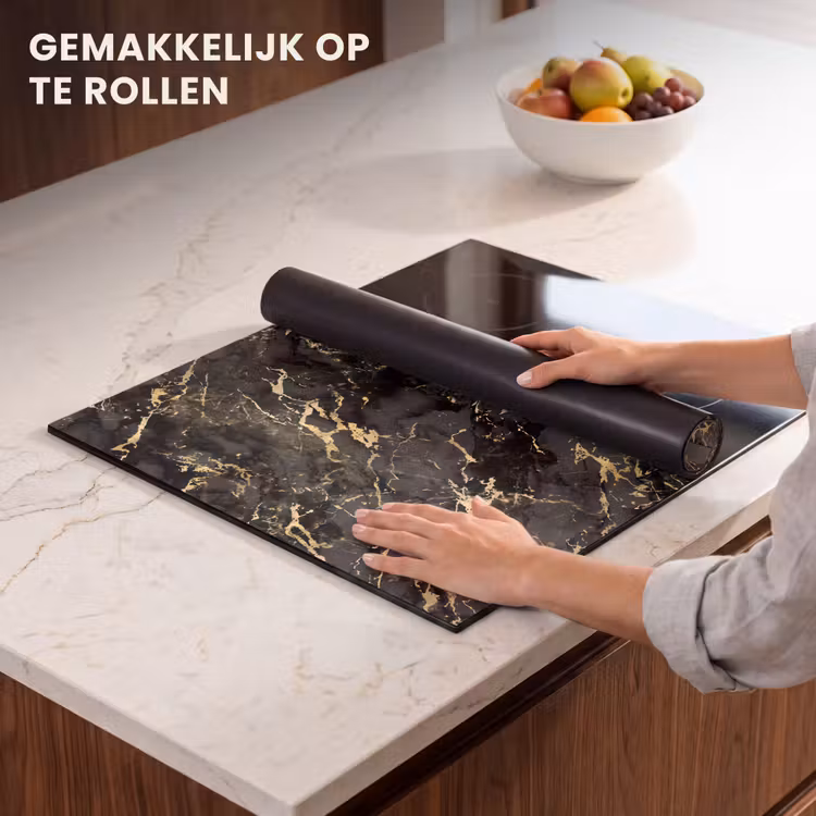 Inductie beschermer - Marmer - Zwart - Goudstructuur — 7
