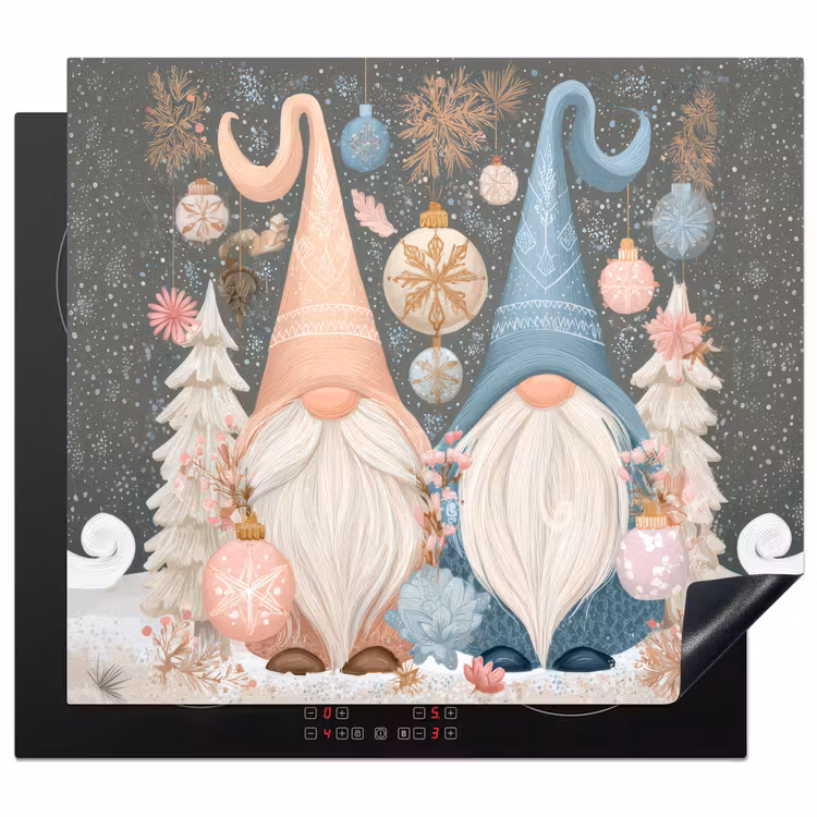 Inductie beschermer - Kerstkabouters met Kerstballen