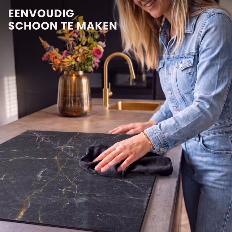 Inductie beschermer - Marmer - Zwart - Goud - Grijs - Marmerstructuur — 6