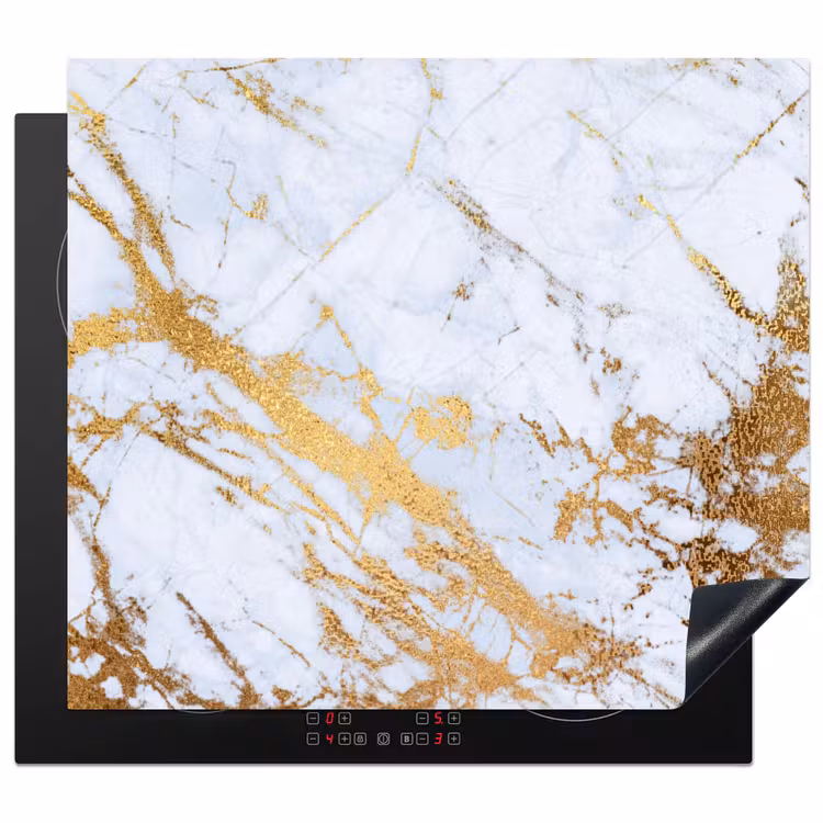 Inductie beschermer - Marmer - Goud - Wit - Luxe - Marmerlook - Glitter