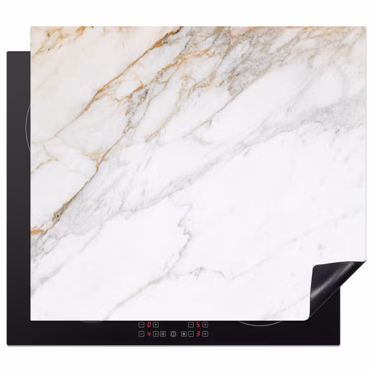 Inductie beschermer - Marmer - Steen - Wit - Goud - Marmerlook - Steen - Luxe — 1