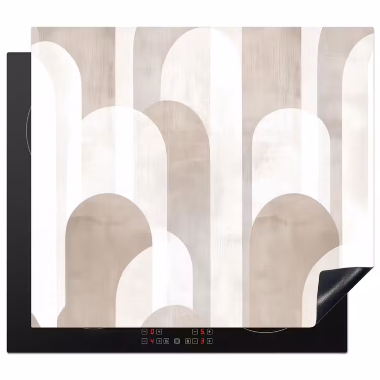 Inductie beschermer - Abstracte bogen - Modern - Beige — 1